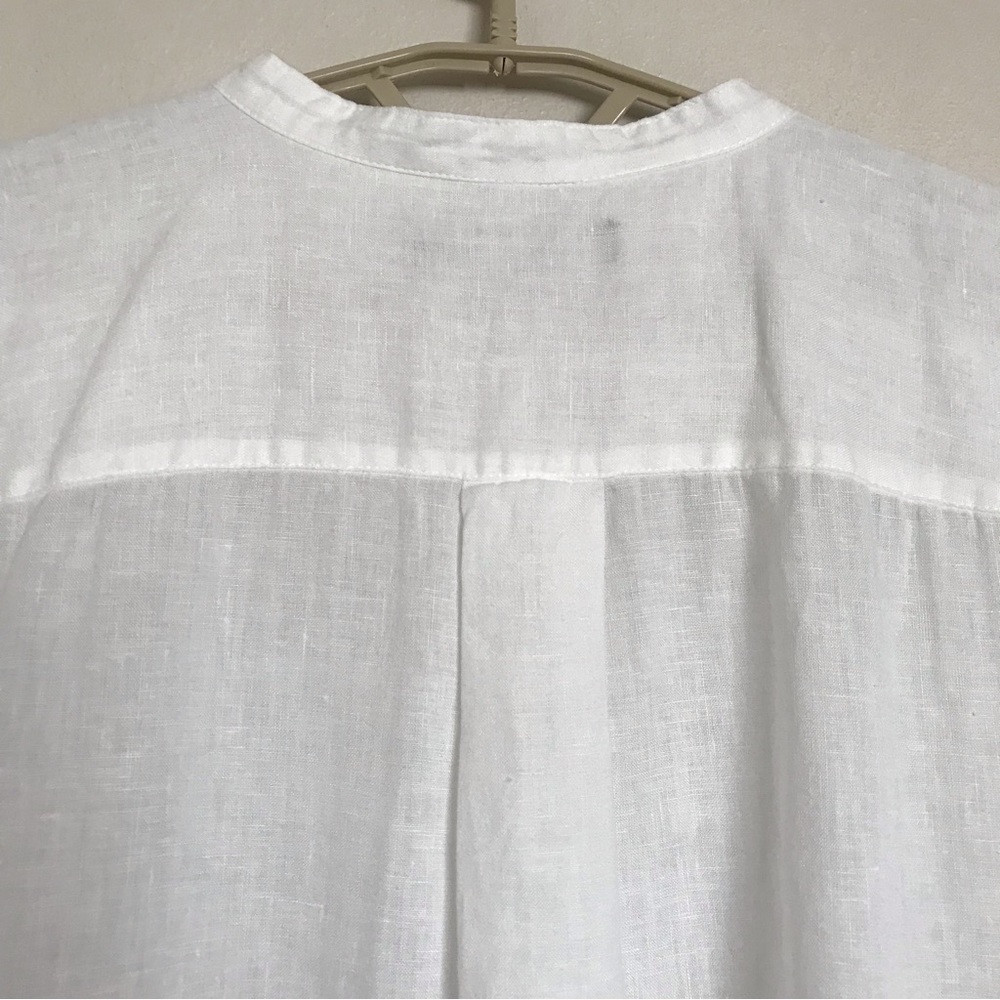 Lauren Ralph Lauren Striped Linen Tunic Top Size 2X White Band Collar Relax Fit - Picture 8 of 15